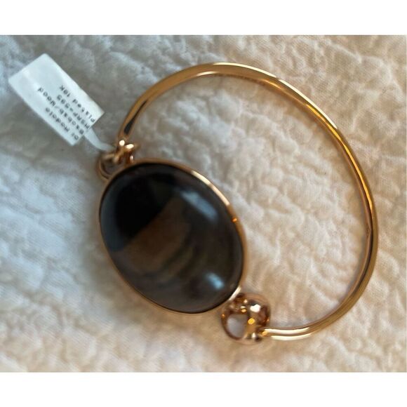 New $595 Di Modolo Sahara Sterling Silver 18K Rose Gold Wood Bangle Bracelet 6.7 - Picture 8 of 9